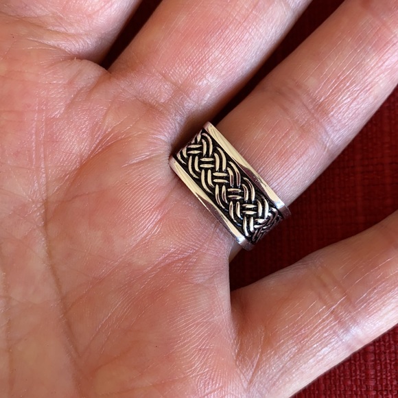 NEW 925 STERLING SILVER FANCY MEN’S WEDDING BAND - Picture 7 of 10